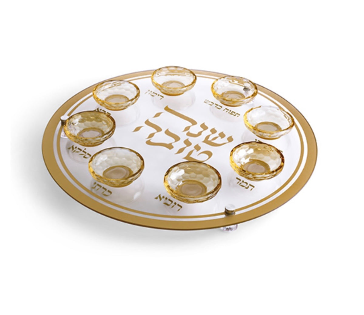 צלחת מהודרת מקריסטל סימנים לראש השנה -זהב
