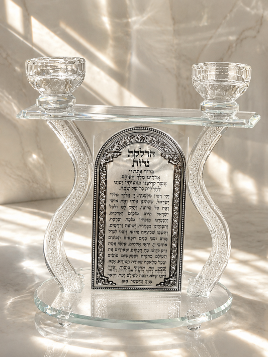 פמוטי קריסטל מהודרים עם פלקטה