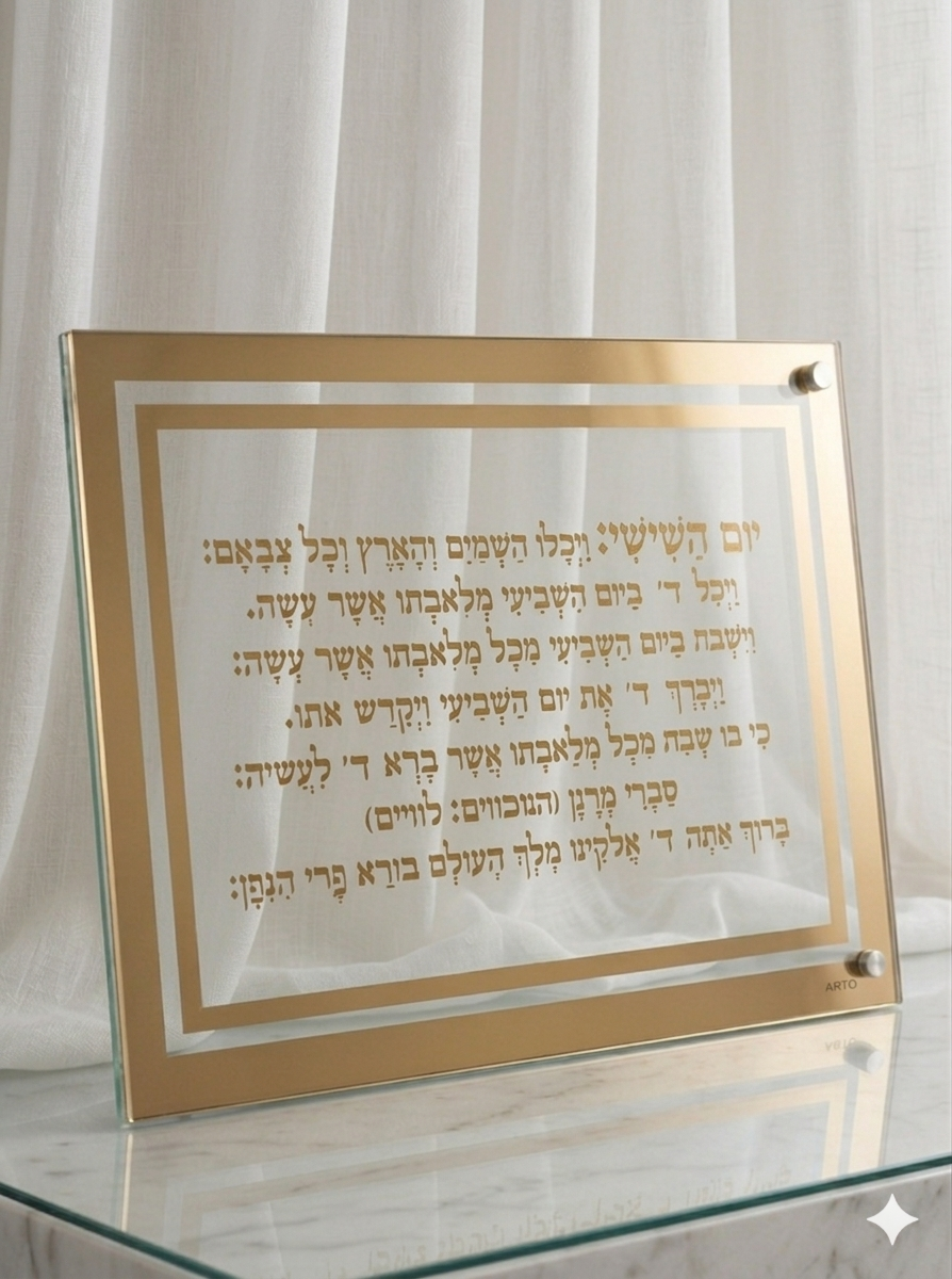 מגש חלה מהודר זהב עם ברכת הקידוש