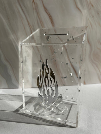 קופת צדקה ״האש שלי״ אקריליק נצנצים