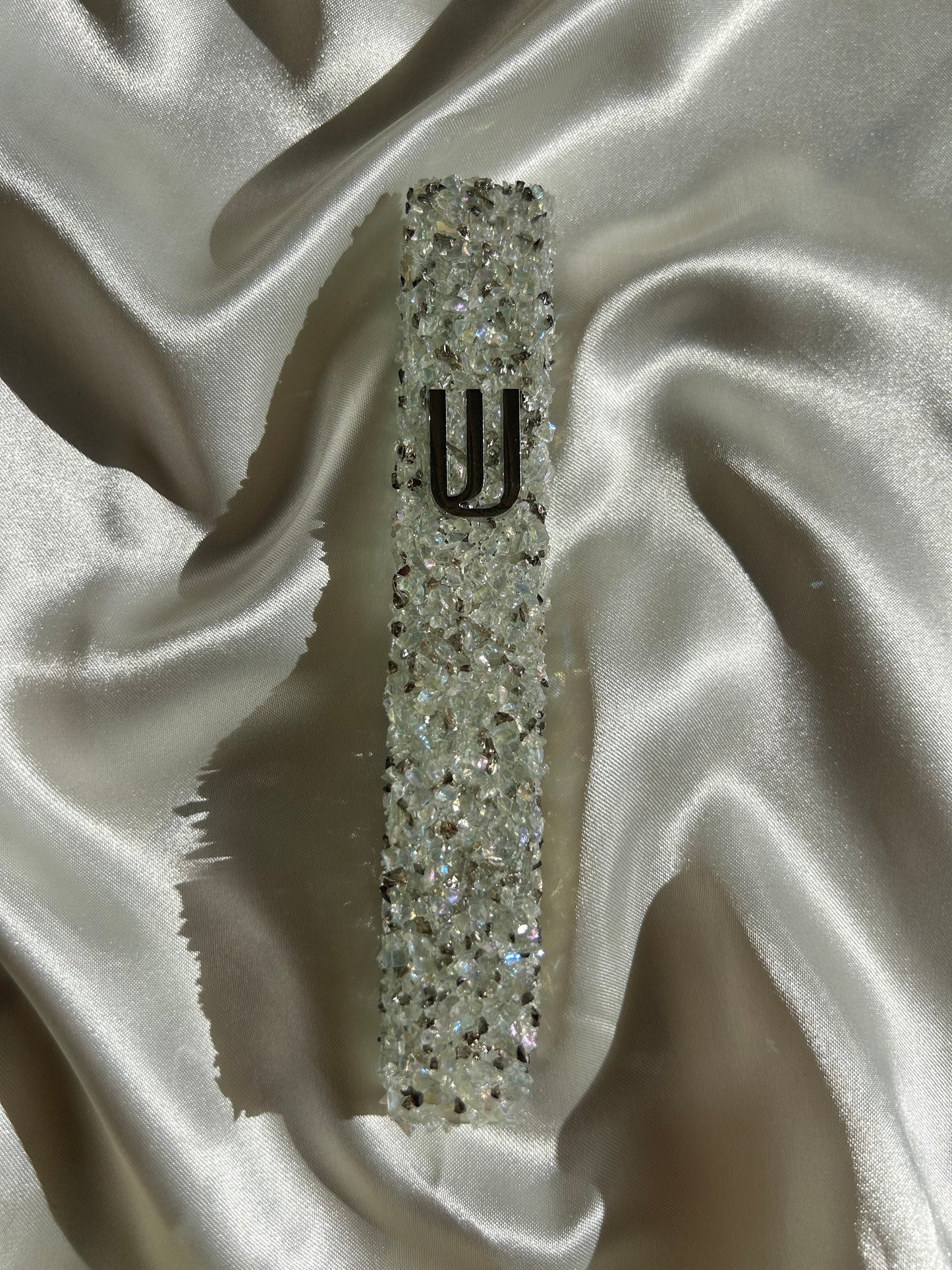 מזוזה זכוכית עם אבנים