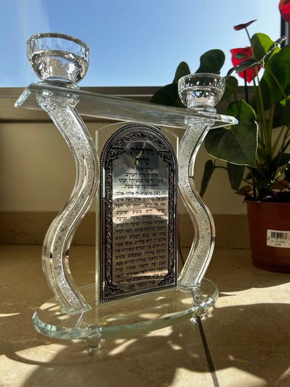 פמוטי קריסטל מהודרים עם פלקטה