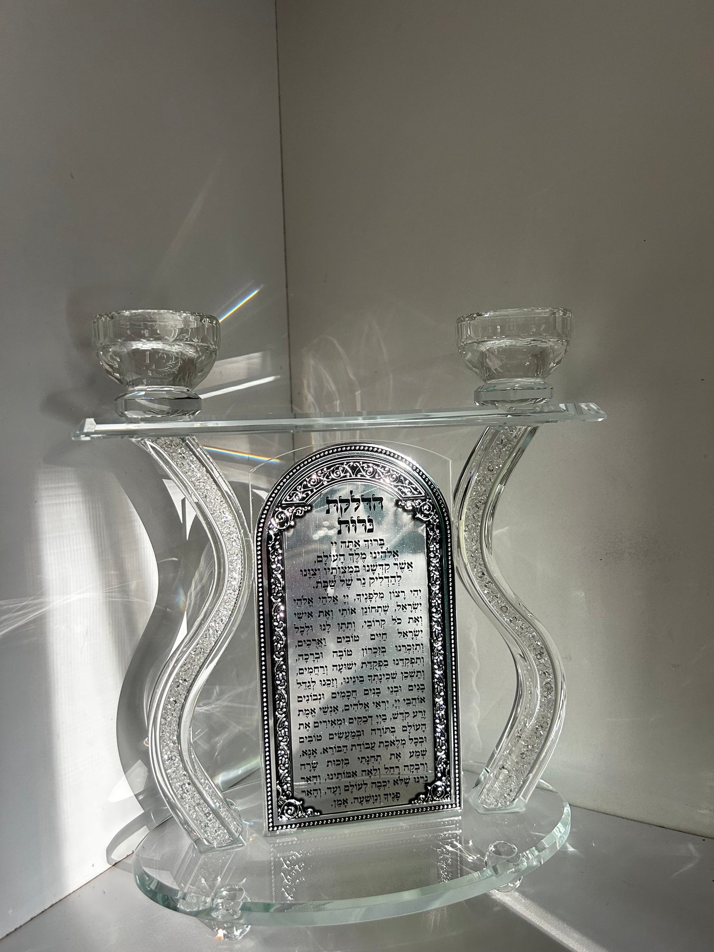 פמוטי קריסטל מהודרים עם פלקטה