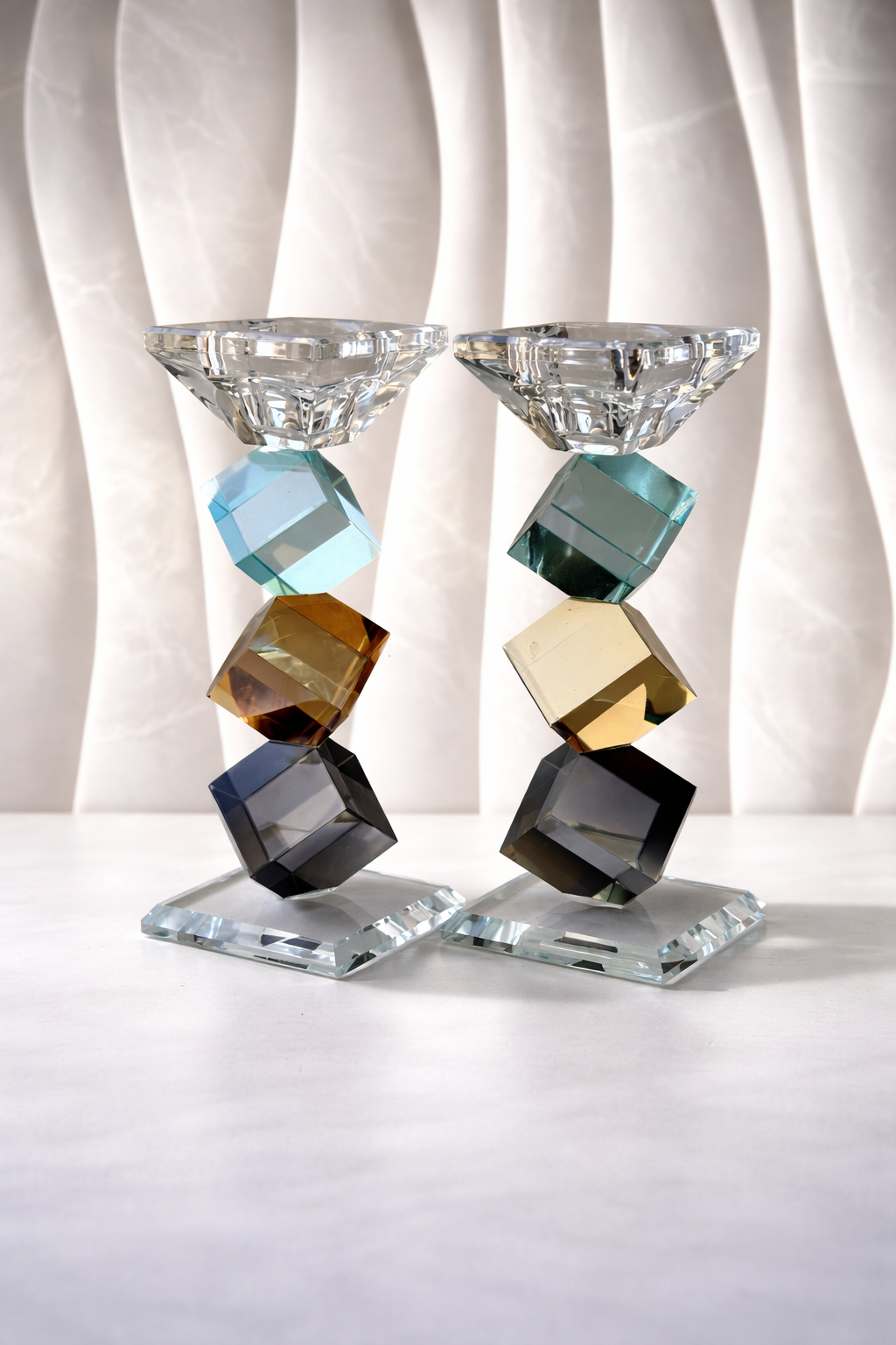 פמוטים לשבת קריסטל דגם ציבעוני