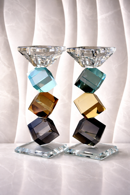 פמוטים לשבת קריסטל דגם ציבעוני