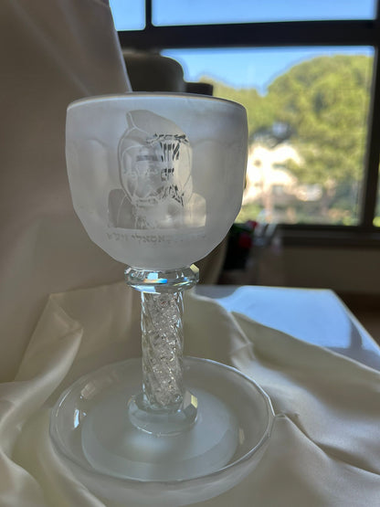 כוס קידוש קריסטל ״בבא סלי״ עם רגל אבנים כסף